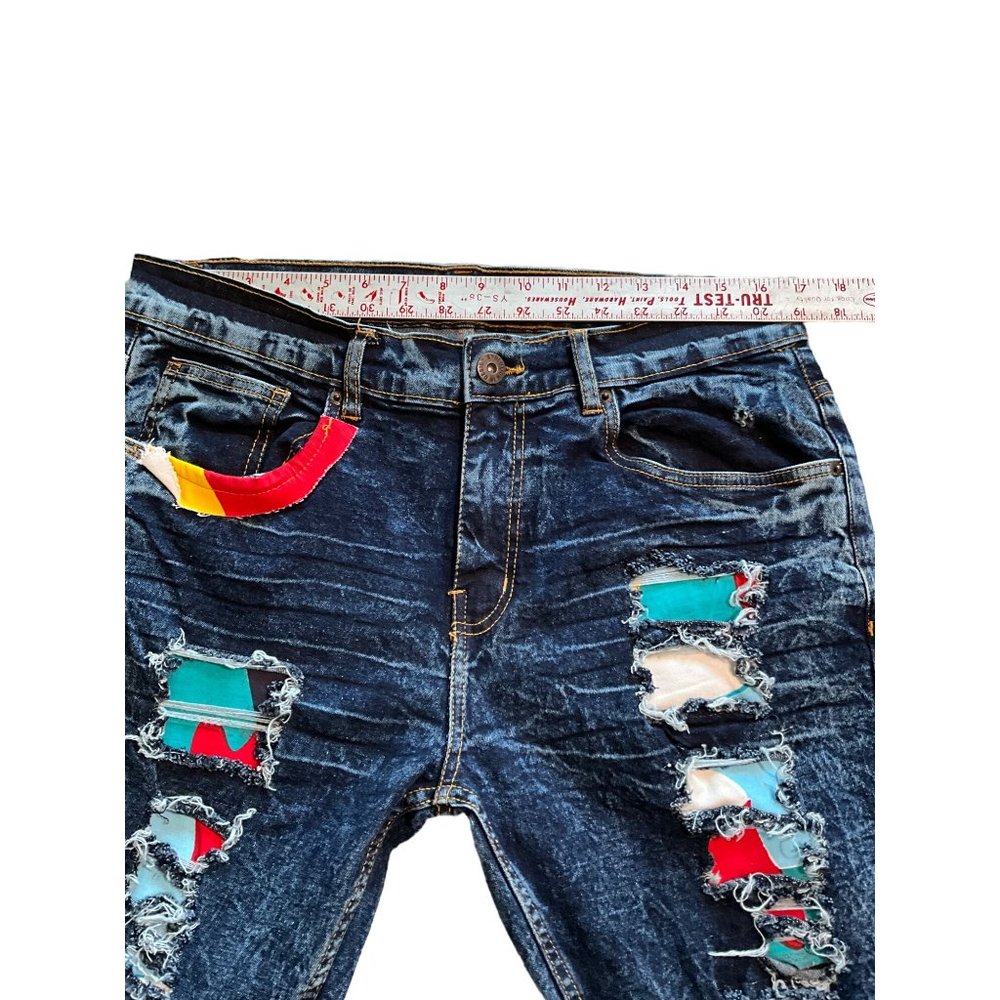 Evolution in Design skinny jeans distressed multicolor‎ insets 34x32 - Picture 5 of 8